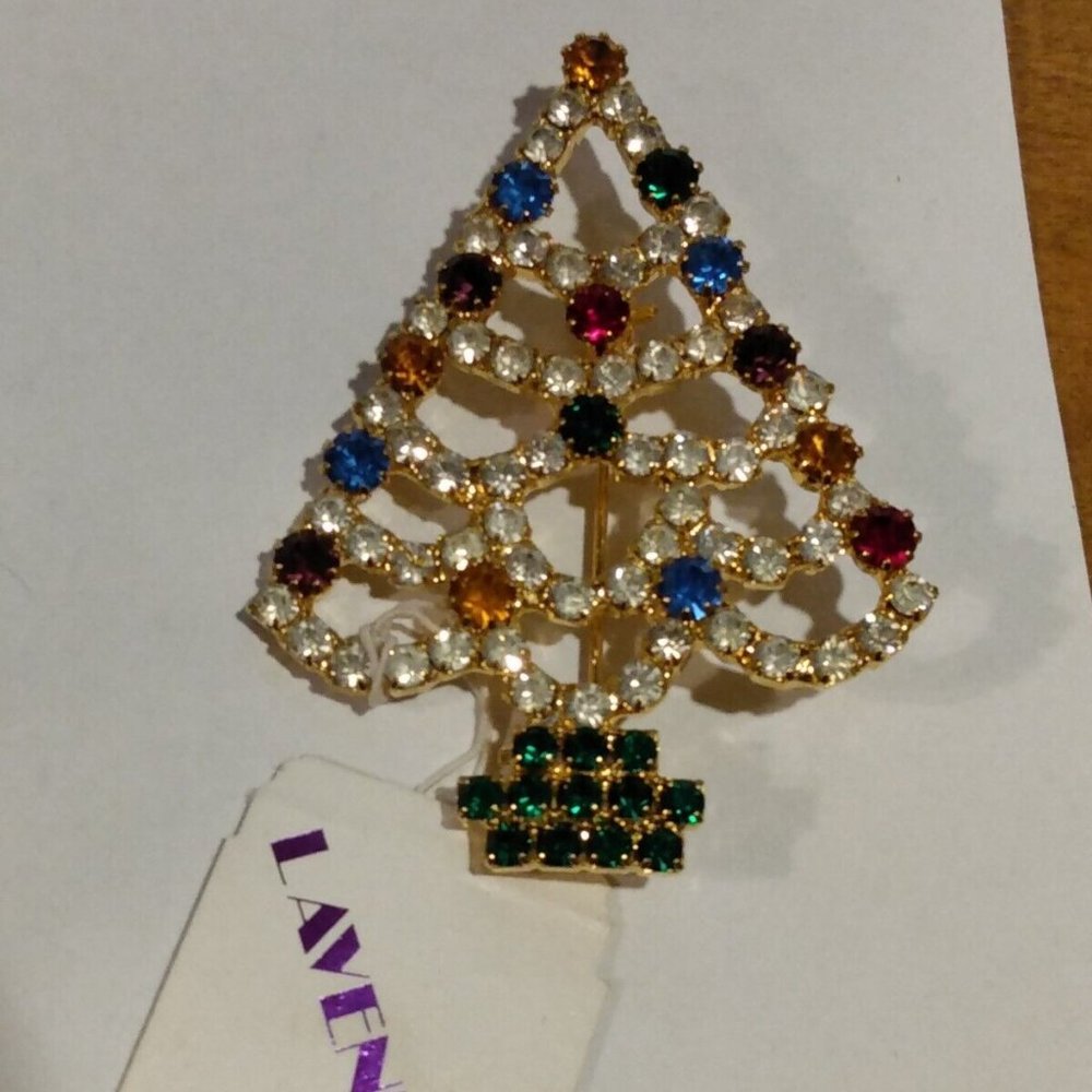Lavender Christmas Tree Jewelry Signed J J